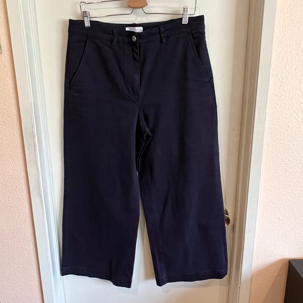 Everlane The Wide-Leg Crop Pant Size 14 Navy Blue Capri High Rise Casual